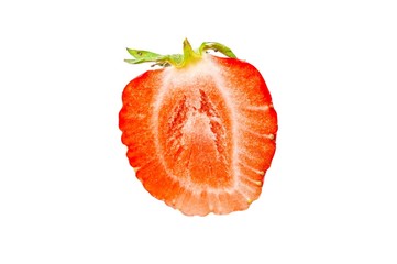 One half of strawberry isolated on a white background