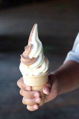 Ice cream chocolate in hand