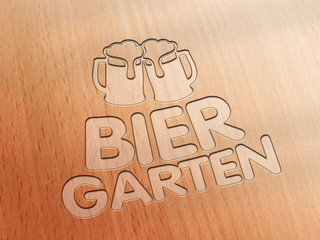 Biergarten Typografie - Holz D