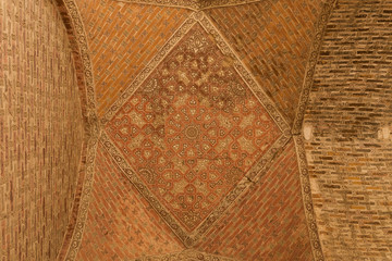 patterned brick work in the 14th century Oljeitu mausoleum in Soltaniyeh, Iran