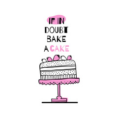 Greeting card with quote about cakes.