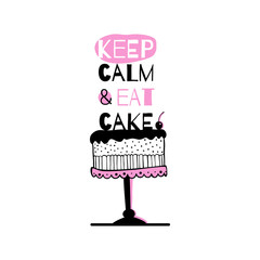 Greeting card with quote about cakes. - 85040973