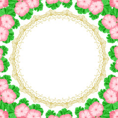 Vintage frame with geraniums