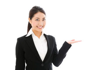 asian businesswoman on white background