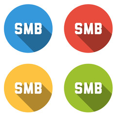 Collection of 4 isolated flat buttons (icons) for SMB