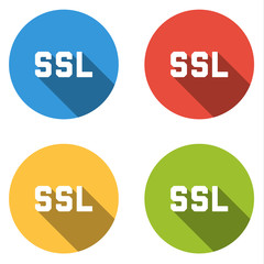 Collection of 4 isolated flat buttons (icons) for SSL (Secure So