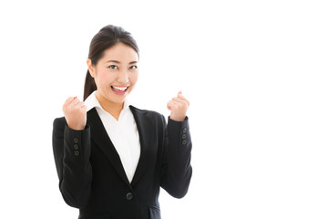 asian businesswoman on white background