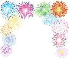 Colorful fireworks on white background