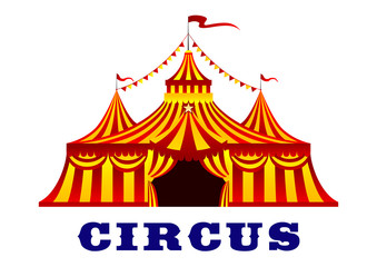 Obraz premium Circus tent with red and yellow stripes