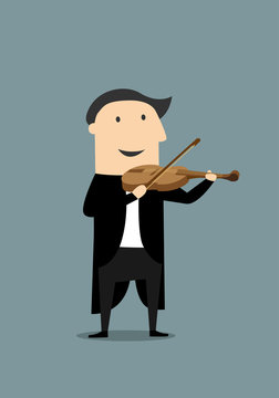 Cartoon violinist in black tailcoat