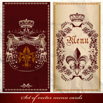 Set of antique menu designs luxury style