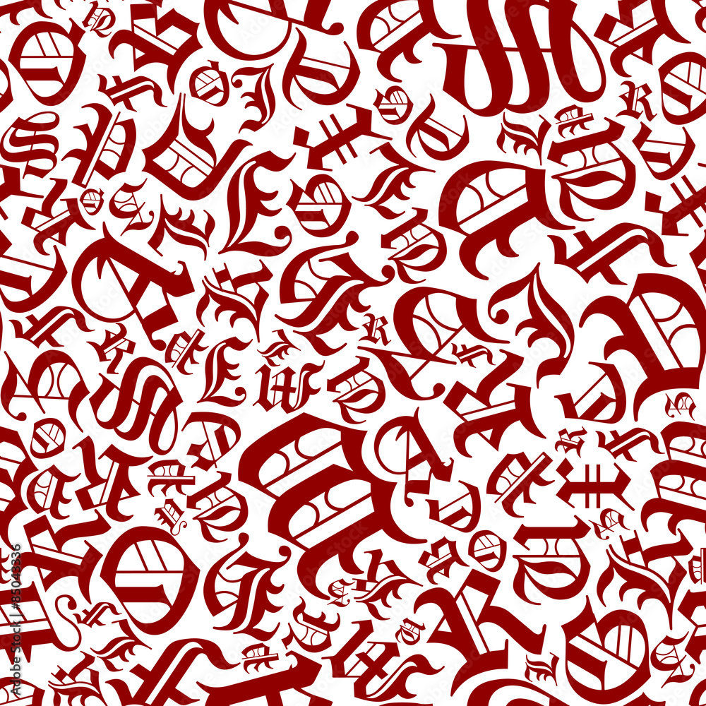 Poster medieval gothic letters seamless pattern