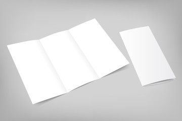 Vector blank tri fold flyer with cover on gray background
