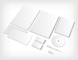 Set of CI blank templates with business cards and notebook.