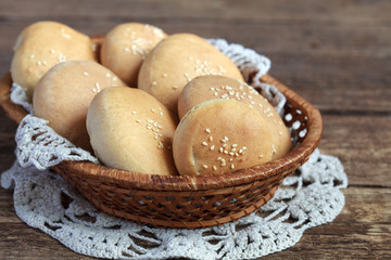 Fresh baked homemade whole wheat buns for the burgers 