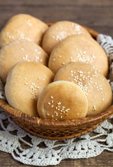 Fresh baked homemade whole wheat buns for the burgers 