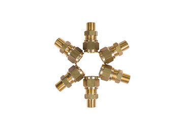 Fittings for water pipe brass joints, close-up