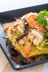 Spicy salad Shrimp with lemon grass and mint