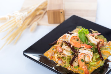 Spicy salad Shrimp with lemon grass and mint
