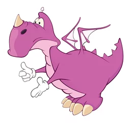 Muurstickers Cute violet dragon  illustration. Cartoon © liusa
