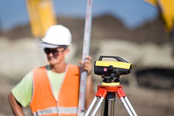 Theodolite at construction site