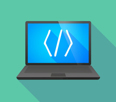 Laptop icon with a code sign