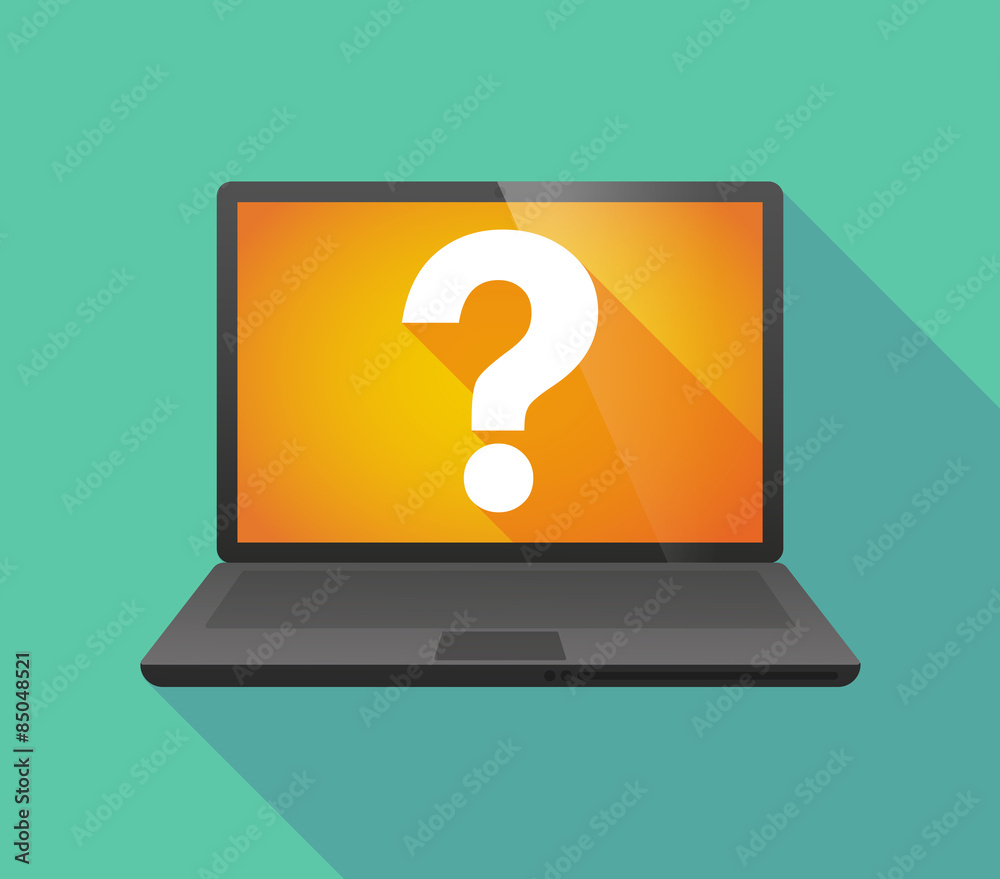 Wall mural laptop icon with a question sign