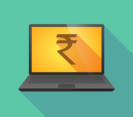 Laptop icon with a rupee sign