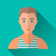 Young sailor, square flat icon