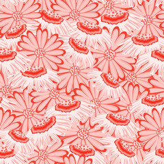 Floral seamless pattern with daisies in bright colors
