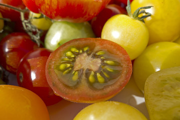 variety of colored tomatoes
