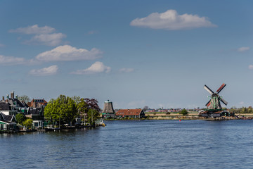 Fototapeta na wymiar Windmills in Zaanse Schans - Netherlands