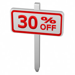 Pillar with sign discount 30 % off
