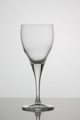 Empty glass of wine on white background