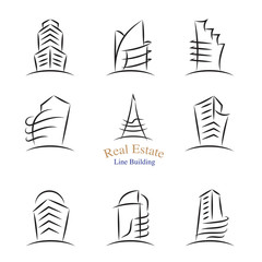 Fototapeta na wymiar Vector : Real estate building icons in line stroke style ,Proper