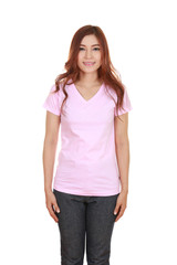 young beautiful female with blank t-shirt