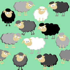 Fototapeta premium Sheep seamless pattern on a green background