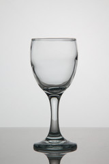 Empty glass of wine on white background