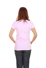 Fototapeta premium female with blank t-shirt (back side)
