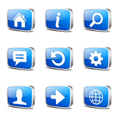 Web Internet Square Vector Blue Icon Design Set