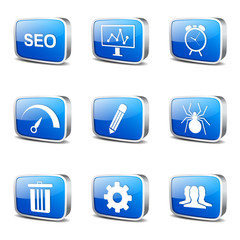 SEO Internet Sign Square Vector Blue Icon Design Set 8