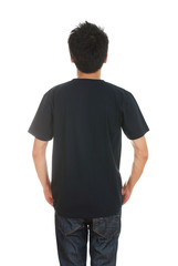 man with blank t-shirt