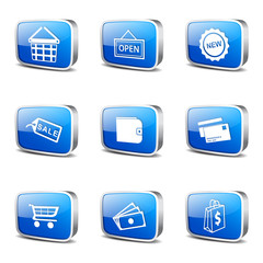 Shopping Sign Square Vector Blue Icon Design Set 2