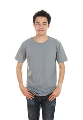 man with blank t-shirt