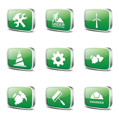 Construction Tools Square Vector Green Icon Design Set 2
