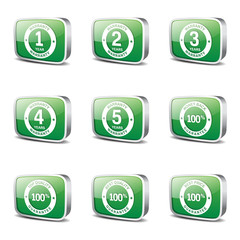 Warranty Guarantee Seal Square Vector Green Icon Design Set