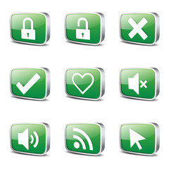 SEO Internet Sign Square Vector Green Icon Design Set 4