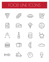 Thin line food icons set.