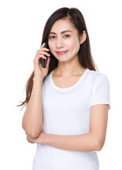 Asian woman talk to cellphone
