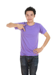 man with blank t-shirt